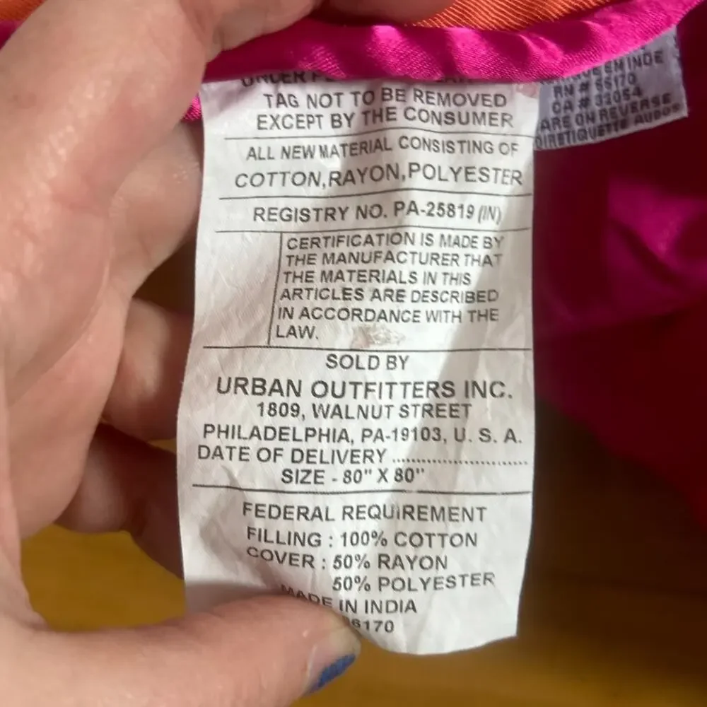 Vintage Y2K Urban Outfitters Pink Satin Floral Boho Psychedelic Elle Woods Quilt